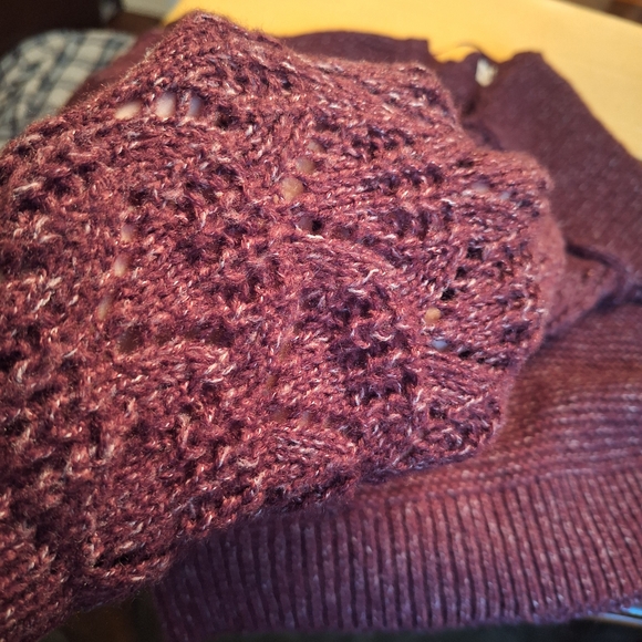 NWT Women's Cable Knit Pullover Sweater Plum Or Burgandy M - Picture 13 of 16